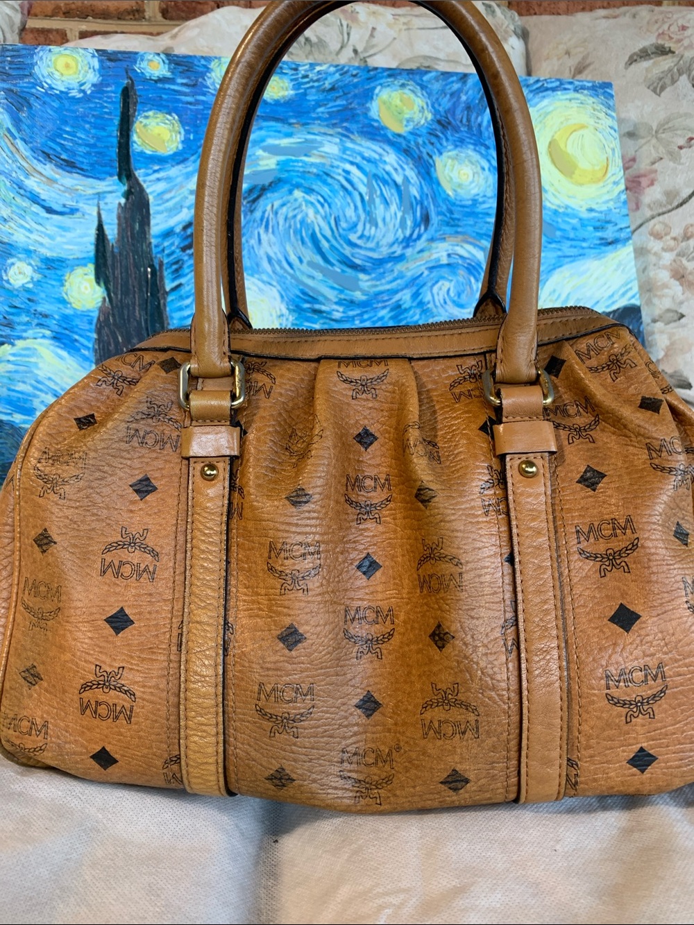 MCM Cognac handbag with lock and key - Picture 2 of 14